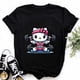 thumbnail image 3 of Camisetas divertidas con estampado de HelloKitty para mujer, camiseta de Anime Kuromis, Camisetas estampadas de algodón para mujer, camisetas informales de manga corta, ropa para mujer, 3 of 5