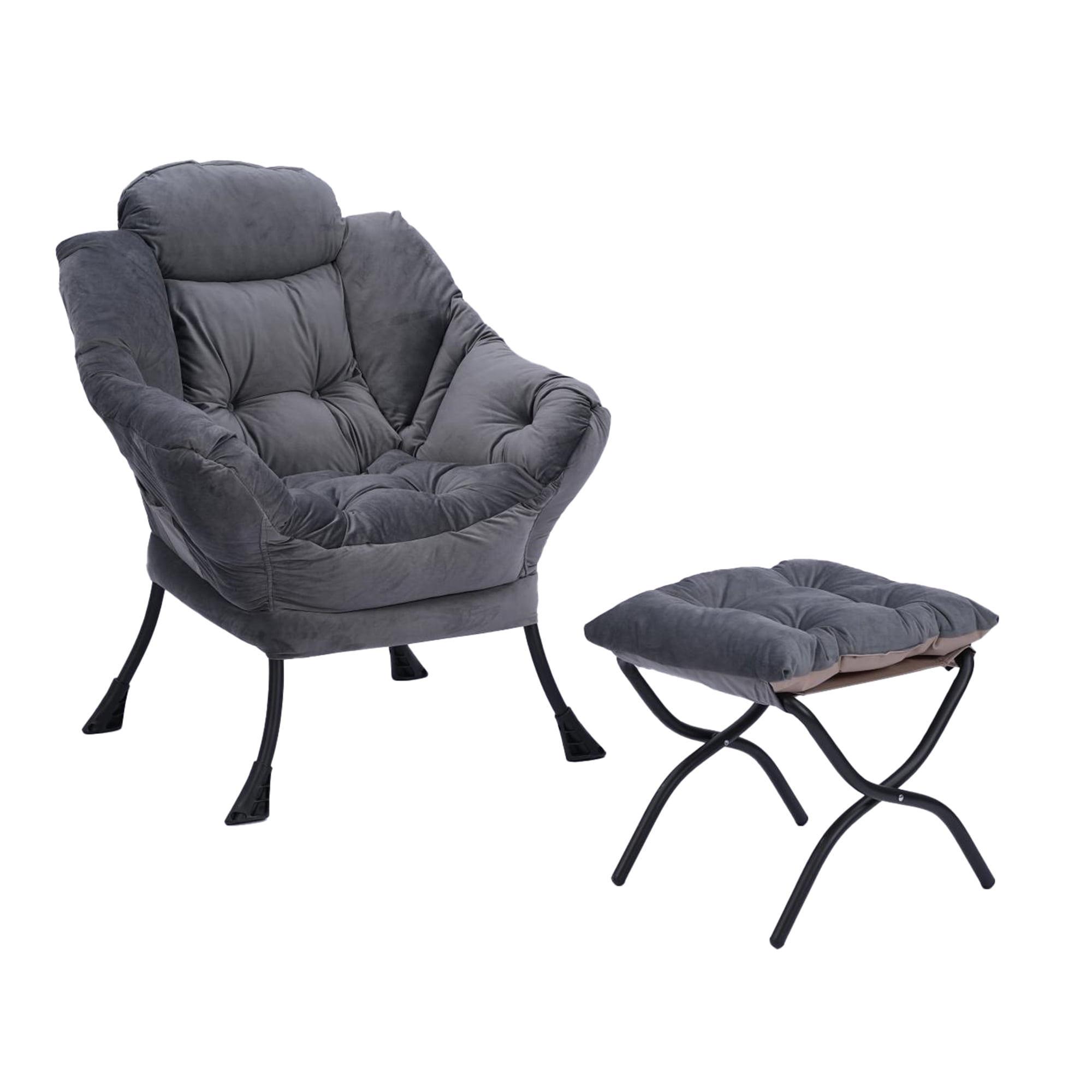 Kadyn Living Room Chairs, Single Sofa Chairs with Armrests and A Side Pocket, Dark Gray Armchair, Chair with Ottoman Set Kadyn Living Room Chairs, Single Sofa Chairs with Armrests and A Side Pocket, Dark Gray Armchair, Chair with Ottoman Set