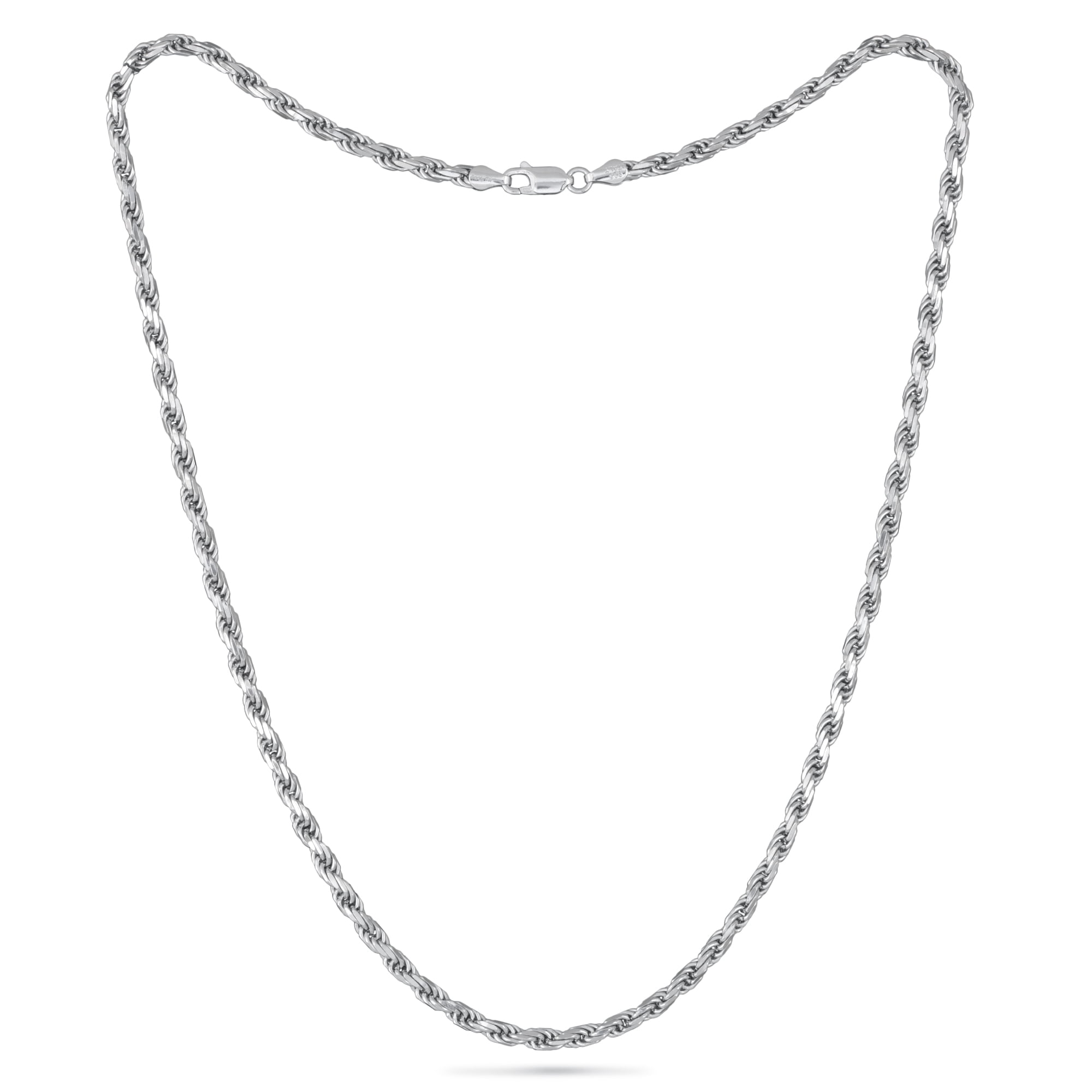 Brilliance Fine Jewelry 925 Sterling Silver Diamond Cut Rope Chain Necklace, 24"
