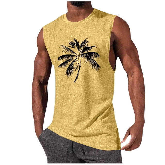 Tanque Deportivo de Cuello Redondo de la Impresión de la Moda Casual de los Hombres, Blusa de Poliéster sin Mangas para el Uso Diario Casual Al Aire Libre
