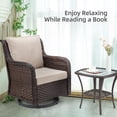 thumbnail image 7 of EastVita PioneerWorks Outdoor Swivel Wicker Glider Patio Chairs with Table Set 3 Pieces Outdoor Bistro Set with 4”Thick Cushions and Coffee Table for Porch Balcony Deck (Beige), 7 of 7