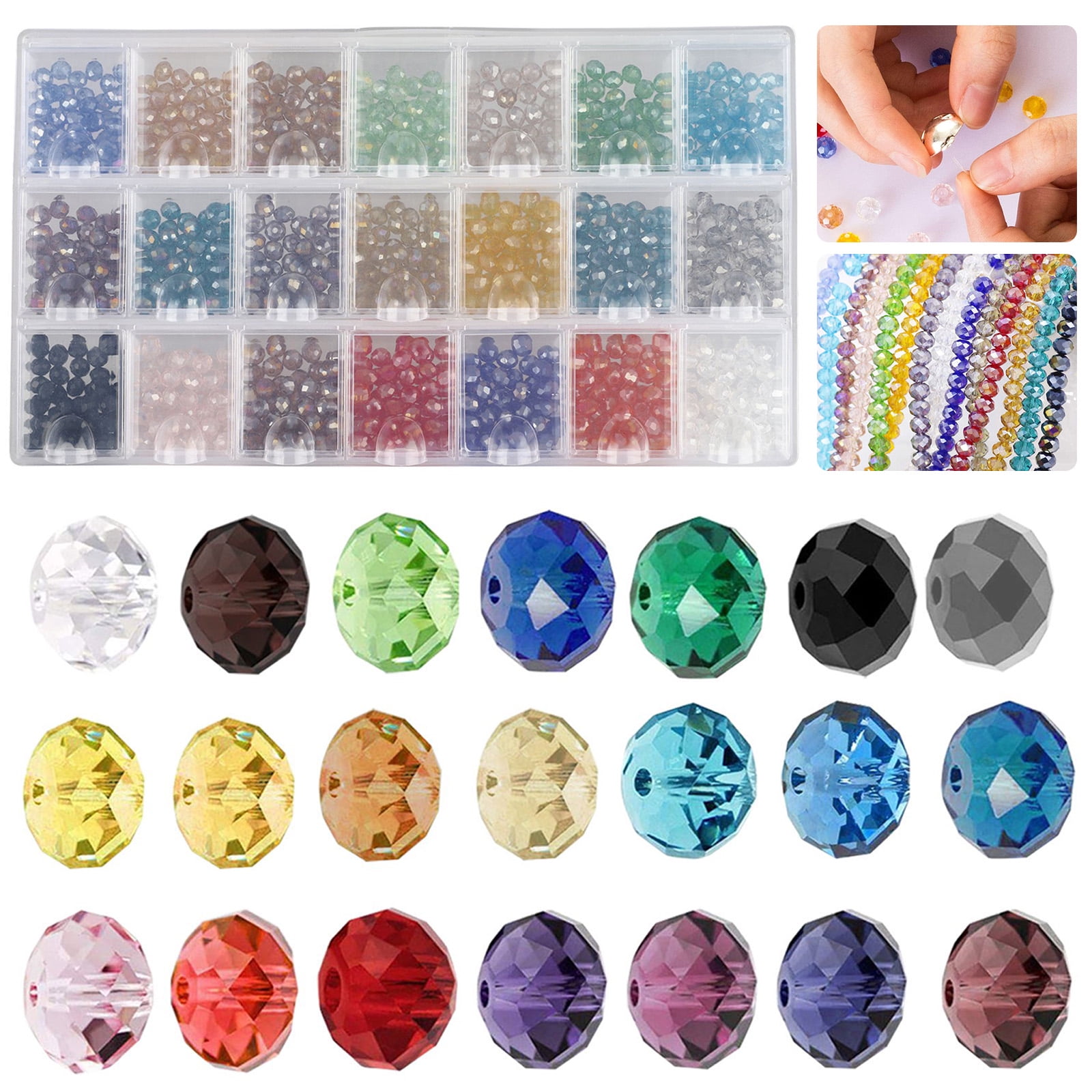 100pieces Colorful Roundel Beads with Crystals Jewelry Christmas Gifts 6mm 