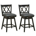 thumbnail image 1 of Gymax Set of 2 Barstools Swivel Counter Height Chairs w/Rubber Wood Legs Black, 1 of 10