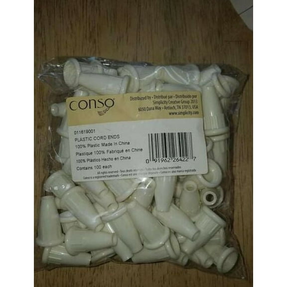 conso 20 Pack White Cord Plastic Tassel / Drops Pull End for Blinds or Shades