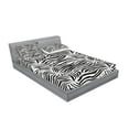 thumbnail image 2 of Zebra Print Fitted Sheet & Pillow Sham Set, Striped Zebra Animal Print Nature Wildlife Inspired Simplistic Illustration, Decorative 6 Piece Bedding Decor Set, Calking, Black White, by Ambesonne, 2 of 3