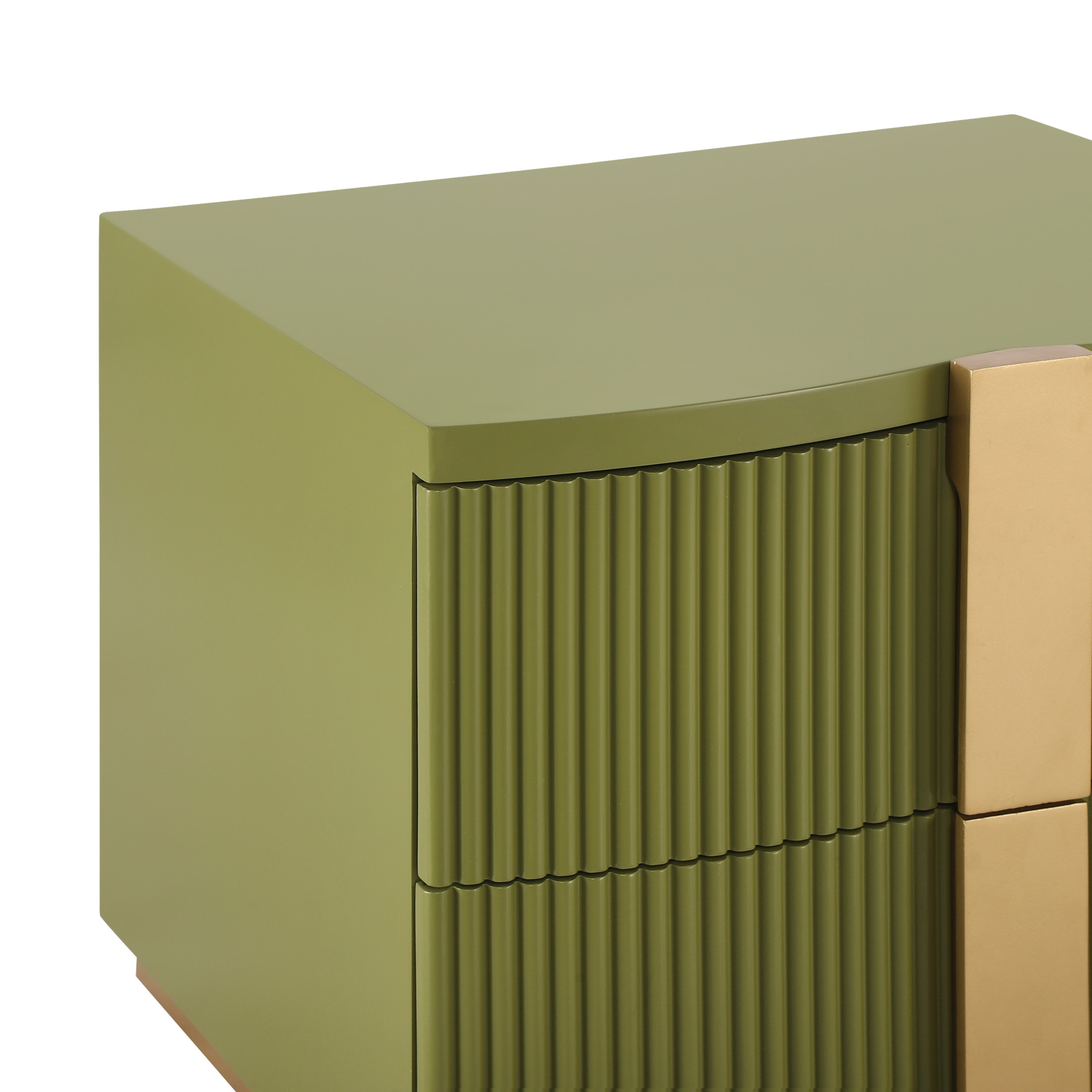 Christopher Knight Home 23.6" Modern Nightstand, 2-Drawer Fluted MDF Bedside Table, Olive Green