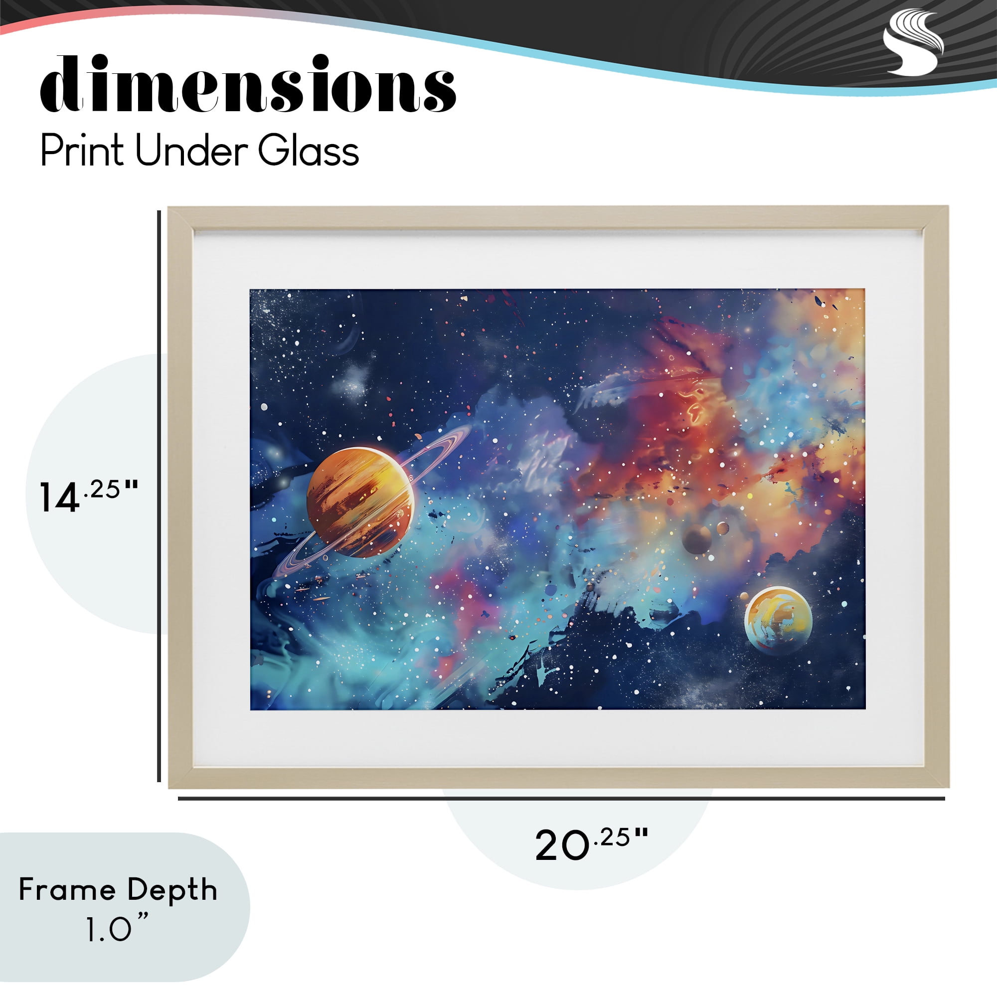 Stupell Industries Nebula Dreams Scattered Planets Birch Framed Print Under Glass, design by Creative Studio