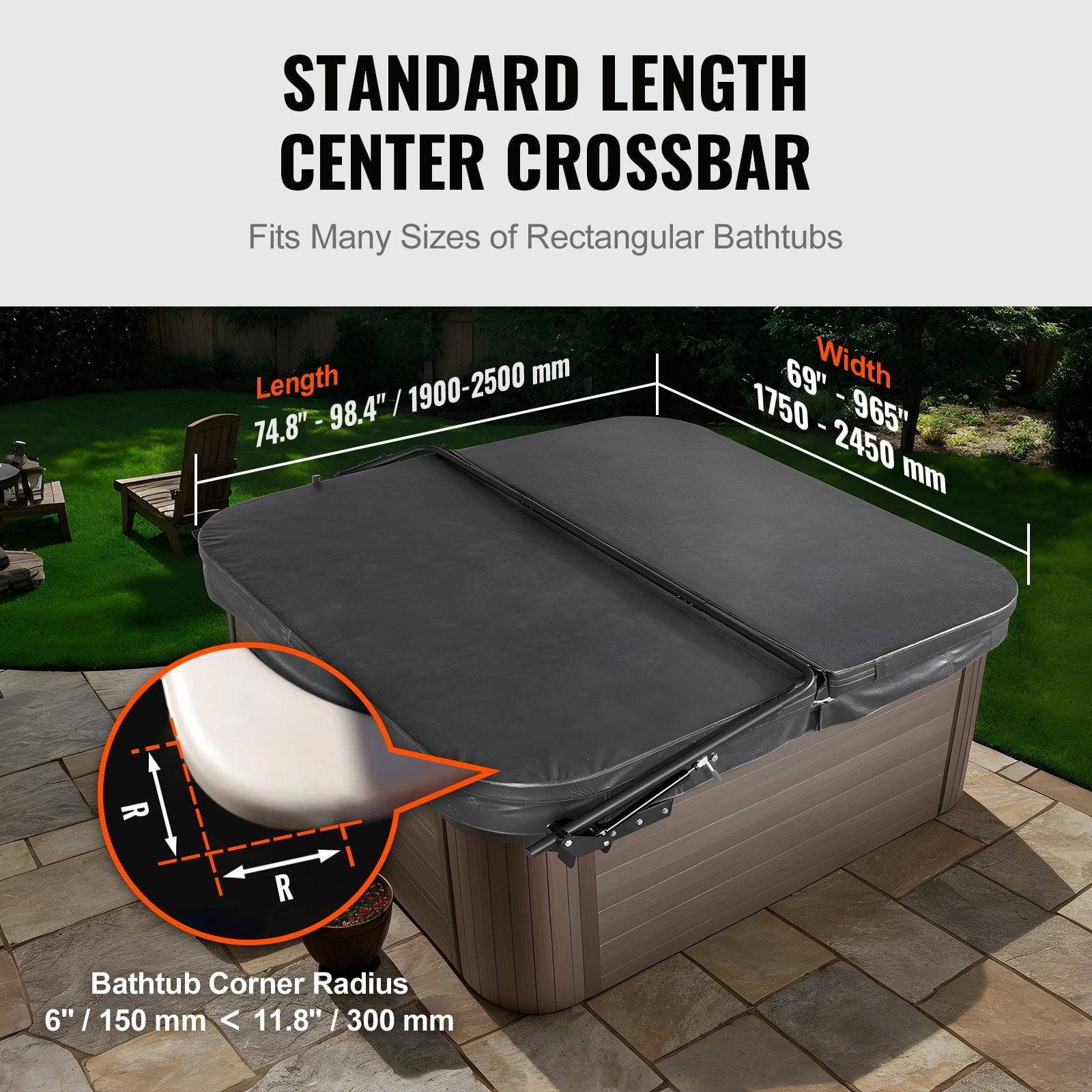 Hot Tub Cover Lift - Hydraulic Spa Cover Lifter 69-96.5", Adjustable Rectangular Hot Tub Cover Removal Tool, Easy Open & Close, Durable Aluminum