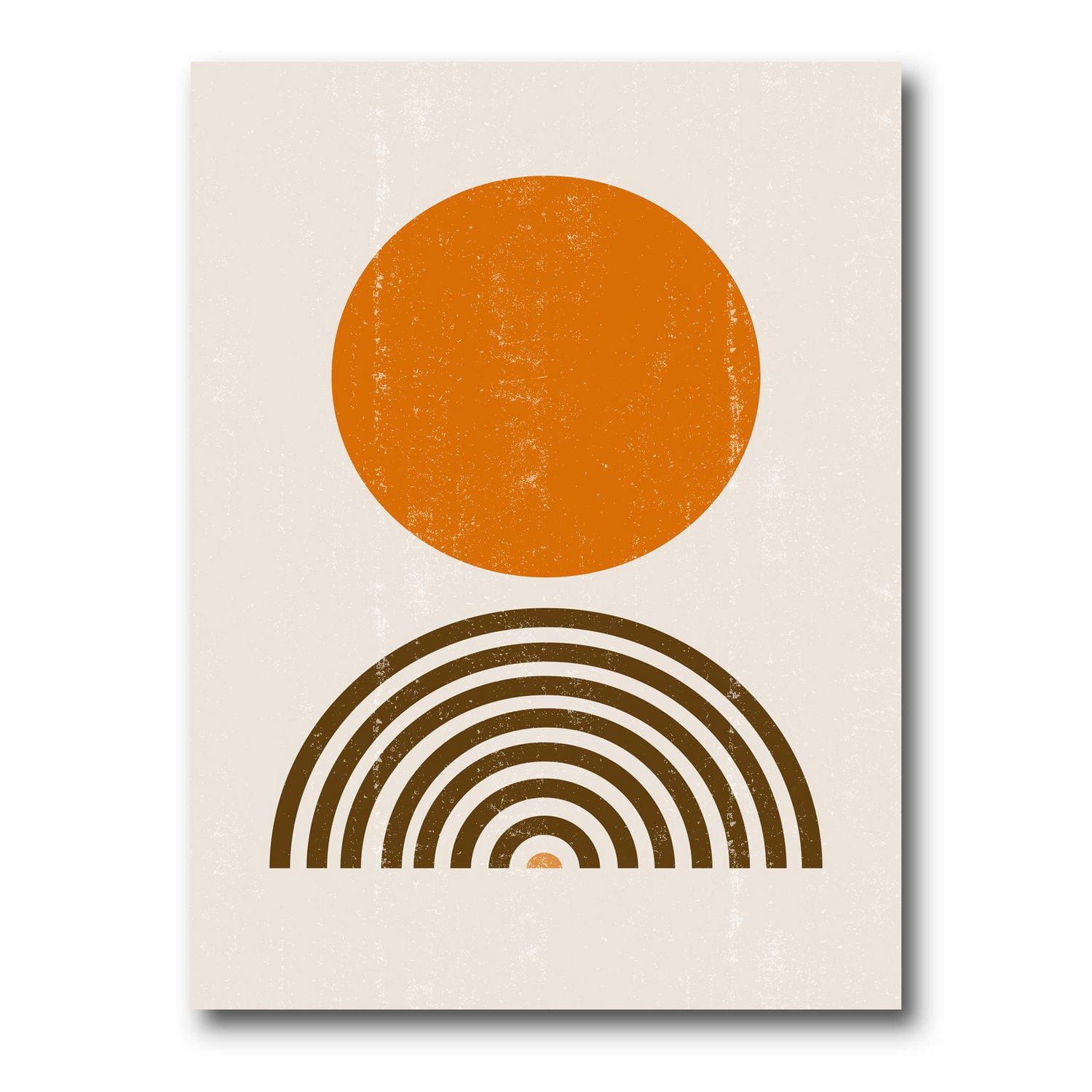 Designart Abstract Minimal Orange Sun and Rainbow I Canvas Wall Art