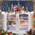 thumbnail image 5 of Blue Christmas Valances for Windows, 42 x 18in, Xmas Snowman Truck Snowflake Tree Balls Rod Pocket Kitchen Valance Curtain Light Filtering Window Treatments for Living Room Bedroom, 1 Panel, 5 of 7