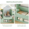 thumbnail image 4 of Hiphuta 72"Wide Kids Bookcase with Reading Nook and Under Bench Storage, Wooden Toy Storage Organizer & Book Rack for Kids Room, Green, 4 of 7