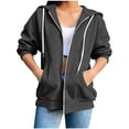 thumbnail image 3 of PFRNLF Women's Zip Up Hoodies Lightweight Soft Casual 3/4 Sleeve Full Zip Sweatshirt Jacket with Pockets, 3 of 7