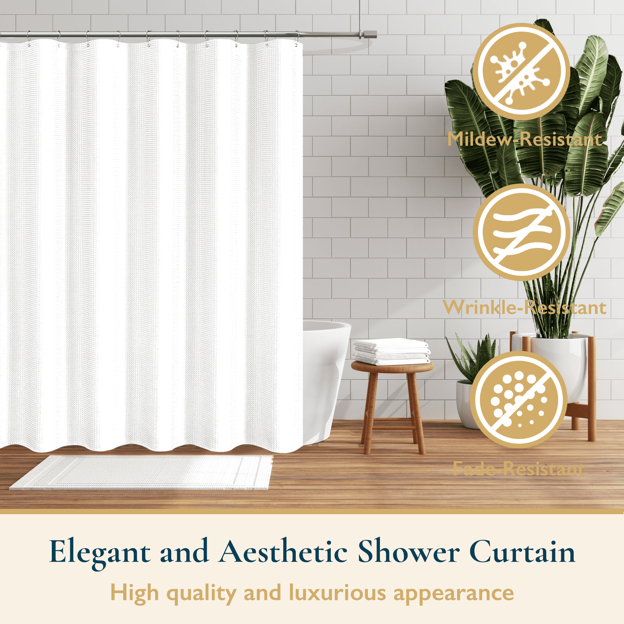ComfiTime 24PCS Bathroom Accessories Set - Bathroom Essentials W/ Shower Curtain, Trash Can, Toilet Brush, Tumbler, Toothbrush Holder, Soap Dispenser, Soap Holder, Qtip Holders & African Net Sponges