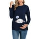 thumbnail image 2 of Camisas de Maternidad Para Mujer Blusas Estampado de Bebé Vestir Top Algodón Cuello Redondo Manga Larga Color Sólido Odeerbi ODB123404, 2 of 6
