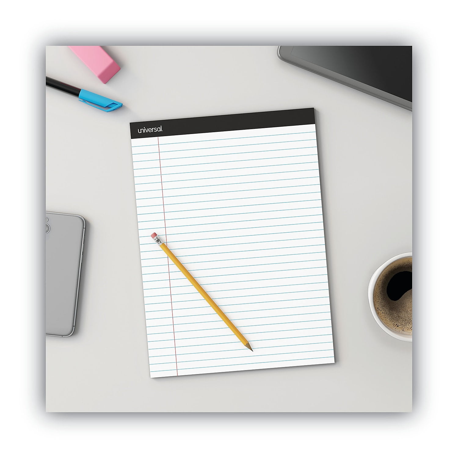 Universal Premium Ruled Writing Pads, Wide/Legal Rule, 8.5 x 11, White, 50 Sheets, 12/Pack -UNV30730