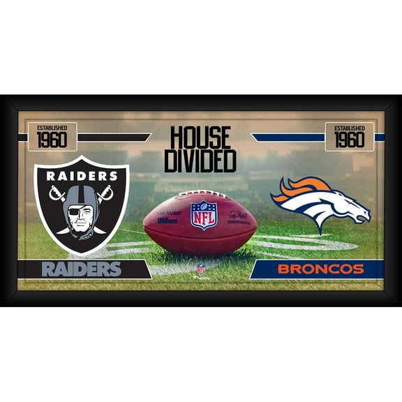 Las Vegas Raiders vs. Denver Broncos Framed 10" x 20" House Divided Football Collage