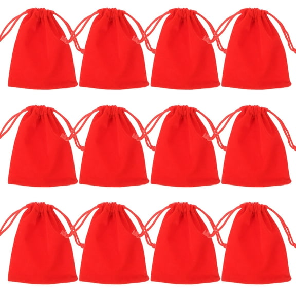 FELTECHELECTR 20Pcs Small Drawstring Bag for present Giving in Red Cloth for Weddings and Parties