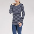 thumbnail image 4 of Diufon Women's Maternity Nursing Top Striped Long Sleeve Crewneck Shirts Breastfeeding Postpartum Basic Blouse, 4 of 4