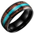 thumbnail image 3 of Nature 8mm Turquoise Tungsten Carbide Wedding Ring Abalone Shell Opal Inlaid Real Wood Engagement Band for Men, 3 of 14