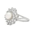 thumbnail image 3 of Gold Coast Freshwater Pearl Cubic Zirconia Sunburst Platinum Plated Ring, Size 6, 3 of 6
