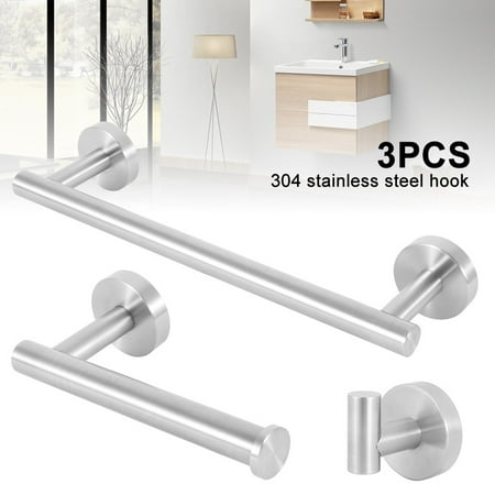 Towel Bars Bathroom Accessories Set - 3 Pieces Stainless Steel Bathroom Wall Mounted Bath Towel Bar & Toilet Paper Holder & Towel Robe Hook Heavy Duty Bathroom Accessories Kit