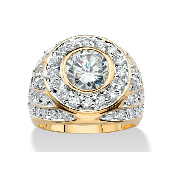 PalmBeach Jewelry Men's 4.55 TCW Round Cubic Zirconia Geometric Cluster Ring Gold-Plated or Silvertone