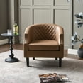 thumbnail image 6 of Camel Faux Leather Barrel Accent Chair with Nailhead Trim, Modern Upholstered Club Chair, 6 of 10