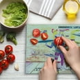 thumbnail image 3 of Outer Space Cutting Board, Alien and Dog with Giant Ears Vivid UFO Writing Grungy Brick Wall, Decorative Tempered Glass Cutting and Serving Board, Large Size, Multicolor, by Ambesonne, 3 of 5