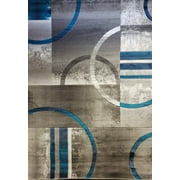 Ladole Rugs Adonis Geometric Small Mat Doormat in Blue Gray 2' x 3'3", 60cm x 100cm