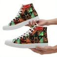 thumbnail image 4 of Coolcustomize Men's High-Top Ethnic Style Sneakers - Vibrant Geometric Pattern, Breathable Fabric Upper & Lining, Casual Streetwear, Running & Daily Wear - All-Season Comfort, Versatile Footwear, 4 of 10