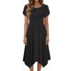 thumbnail image 2 of Mujeres Manga Corta Tops Estilo Casual Cuello Redondo Sólido Irregular Doblado Vestido, Vestido de Manga Corta para las Mujeres Falda Primavera Verano Diario, 2 of 6