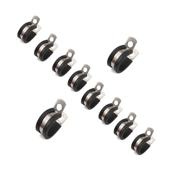 Abrazadera Para Cables De Acero Inoxidable, Mano De Obra Exquisita, Abrazadera De Tubo De Metal, Abrazadera Aislada Acolchada De Goma Para Automóvil Y Vehículo, 10 Uds. Minnieouse VI009008-16