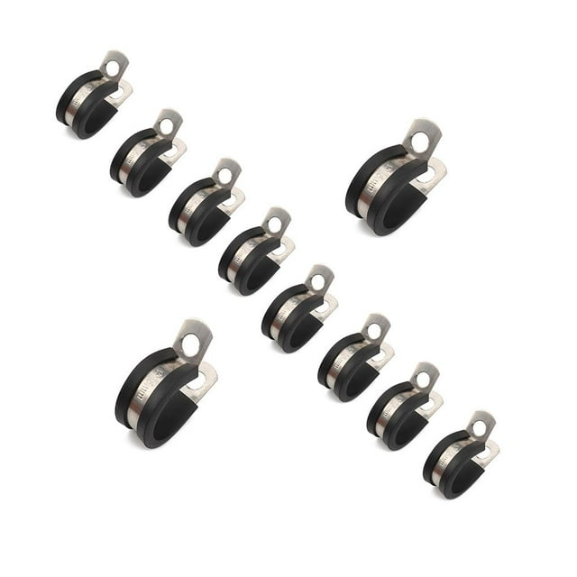 Abrazadera Para Cables De Acero Inoxidable, Mano De Obra Exquisita, Abrazadera De Tubo De Metal, Abrazadera Aislada Acolchada De Goma Para Automóvil Y Vehículo, 10 Uds. Vogacara VI009008-14