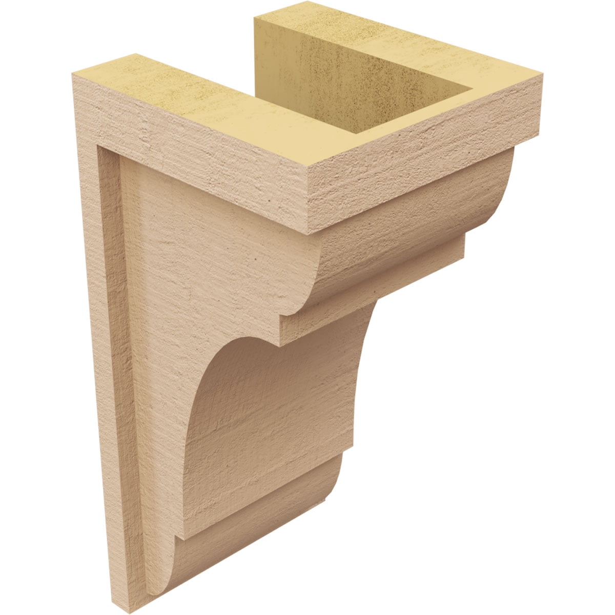 6"W x 6"D x 12"H Wide Bryant Rough Cedar Woodgrain TimberThane Corbel, Primed Tan