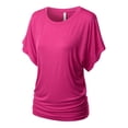 thumbnail image 2 of Doublju Womens Dolman Sleeve Top Boatneck Drape Shirts With Plus Size, 2 of 4