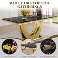 thumbnail image 5 of 70.08" Modern Faux Marble Dining Table, Rectangular Luxury Gold Double U-Shaped Stainless Steel Legs for Kitchen, Dining Room, 5 of 7