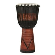 Latin Percussion LP713LB World Beat Wood Art Large Djembe, Black with Brown