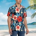 thumbnail image 4 of Animal Cheetah Print Blue Mens Hawaiian Shirt Short Sleeve Casual Button Up Tropical Summer Beach Shirt, 4 of 9