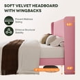 thumbnail image 6 of Einfach Queen Bed Frame, Upholstered Platform Bed with Wingback Headboard, No Box Spring Required, Pink, 6 of 10