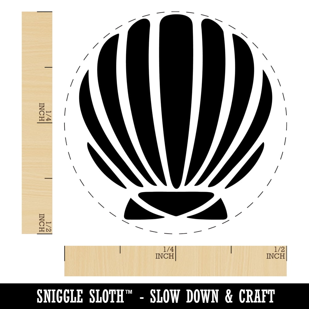 Scallop Seashell Beach Shell Ocean Self-Inking Rubber Stamp Ink Stamper - Dry Pad (No Ink) - Mini 1/2 Inch