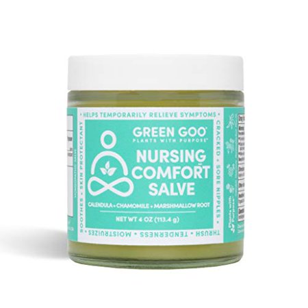 Green Goo All Natural Nursing Comfort Salve for Breastfeeding Cracked and Sore Nipples, 4 Ounce Jar