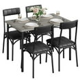 thumbnail image 1 of Dining Table Set for 4, Kitchen Table and Chairs, Metal and Wood Rectangular Dining Room Table Set with 4 Upholstered Chairs, 5 Piece Dining Set for Small Space, Apartment, Rustic Brown, 1 of 9