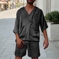thumbnail image 2 of Conjunto de Traje para Hombre, Casual Manga Corta con Capucha, Pantalones Cortos de Bolsillo Conjunto de Color Sólido para Hombres, 2 of 6