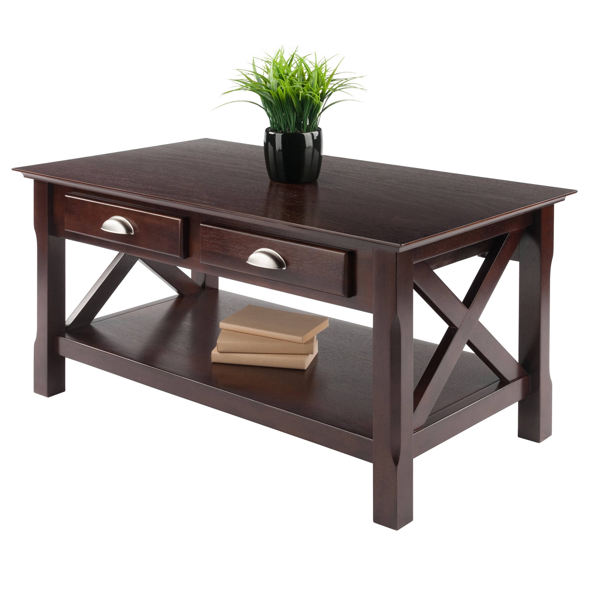Winsome Wood Xola Coffee Table, Cappuccino, X Panel Design