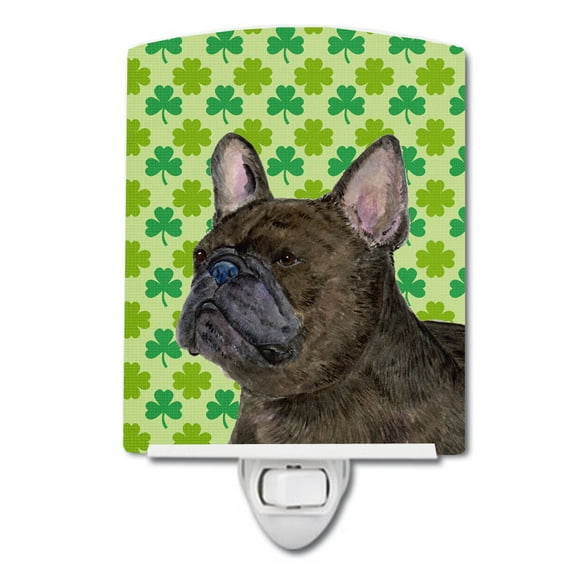 Caroline's Treasures SS4450CNL French Bulldog St. Patrick's Day Shamrock Portrait Ceramic Night Light, 6x4x3",