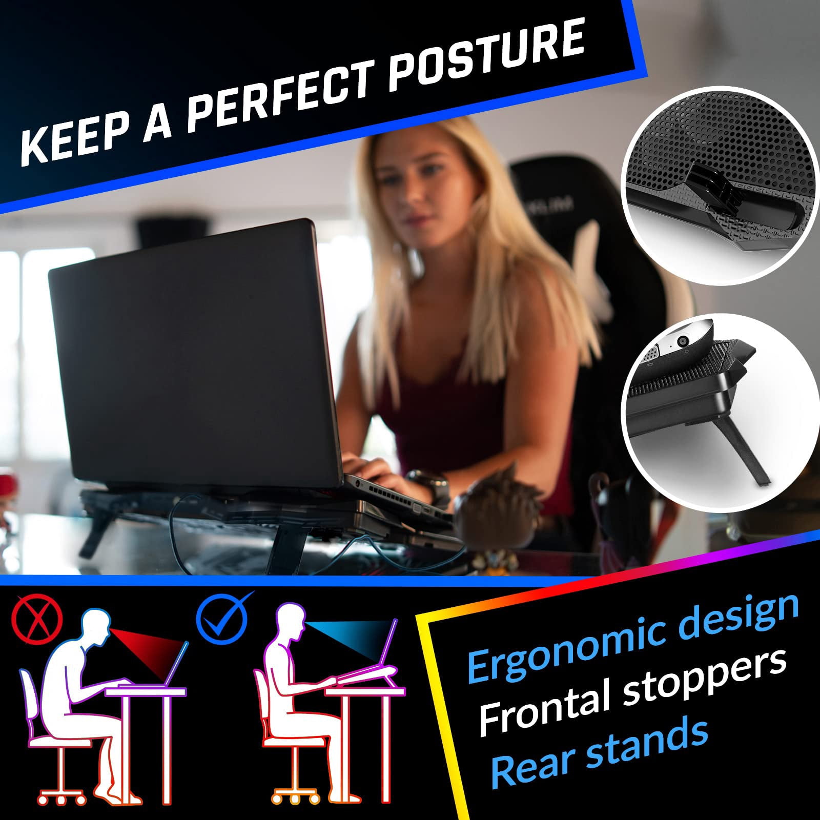 Wind Laptop Pad - More Than 500 000 Units Sold Version The Rapid Action Fan Stand With 4 Fans At 1200 Rpm Usb Ps5 Ps4 Blue