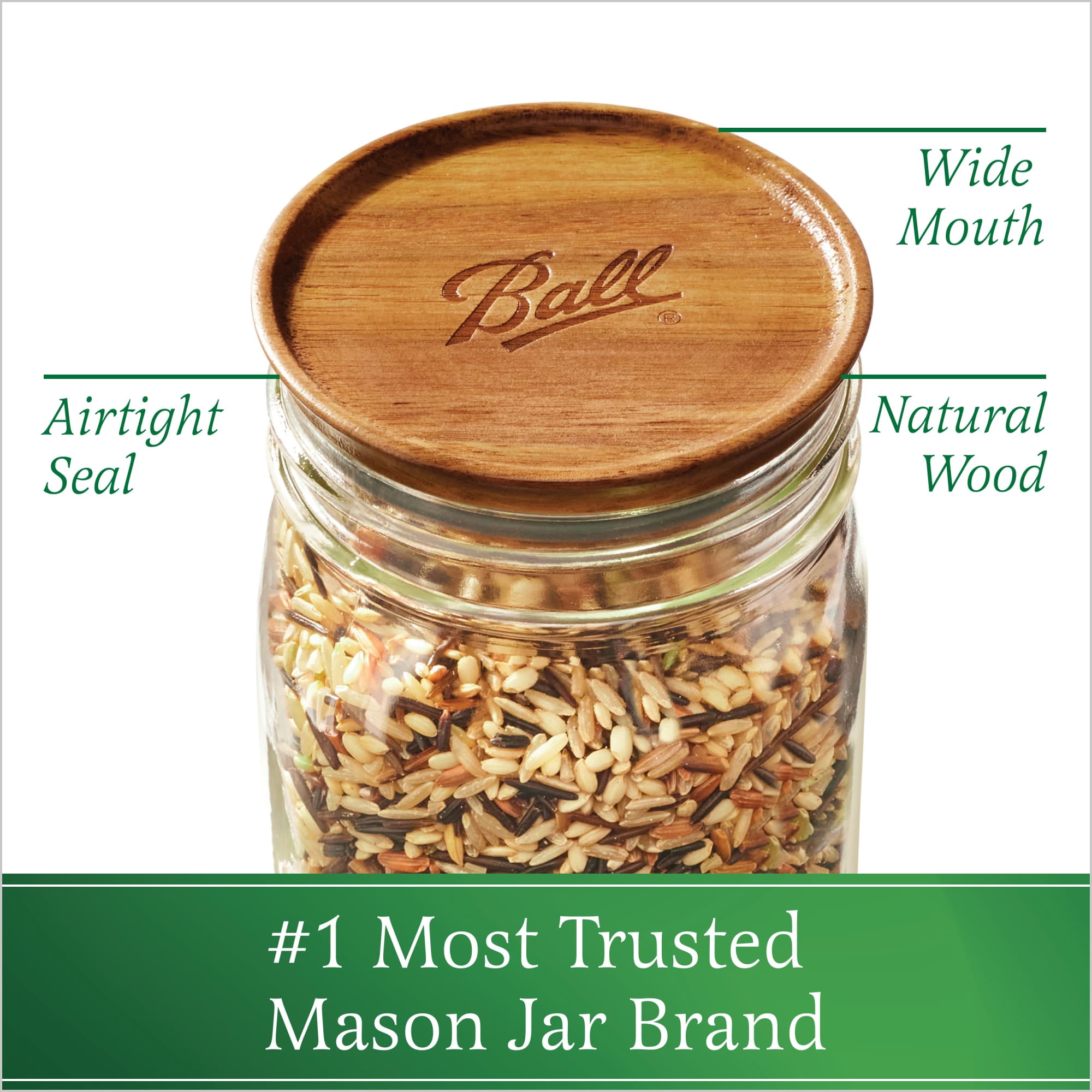 (6 pack) Ball Wooden Storage Lids, Wide Mouth, Ball Jar Lids, 3-Pack