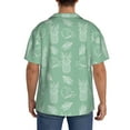 thumbnail image 3 of Uemuo Tropical Pineapple Pattern Cotton Linen Short Sleeve Shirts,Casual Lightweight Button Down Shirts,Vacation Beach Summer Tops-3X-Large, 3 of 7