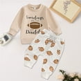 thumbnail image 2 of Caqnni Fall Winter Toddler Baby Boy Clothes 2Pcs Color Block Crewneck Sweatshirt and Pants Sweatsuit Boy Clothing Fall Winter Set for 0 6 12 18 24 M 1t 2t 3t 4t 5t 6t,18-24 Months,Beige, 2 of 3
