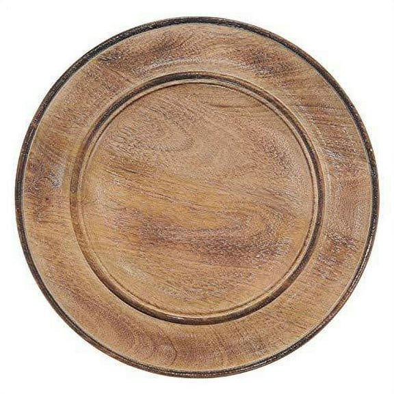 Wood Grain Decorative Charger Plates 13" Round, Set of 4